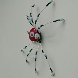Large Handmade Glass and Plastic Beaded Spider